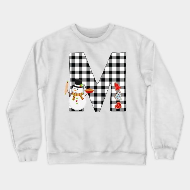 BW Buffalo Checks Pattern Monogram M | Snowman Crewneck Sweatshirt by ExpressYourSoulTees